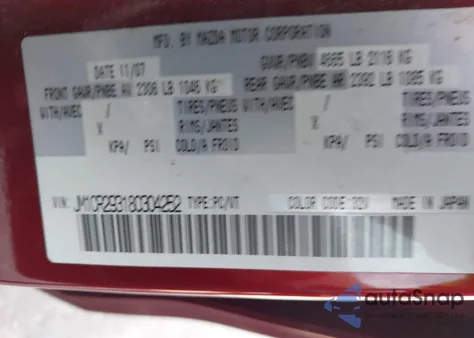 2008 Mazda Mazda5 Grand Touring/Sport/Touring z USA, uszkodzony, nr VIN JM1CR293180304252